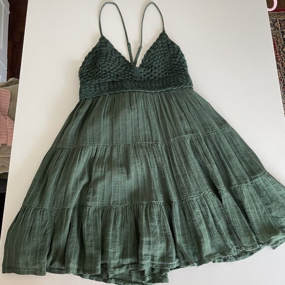 Aerie Dark Green Mini Dress - Picture 2 of 14
